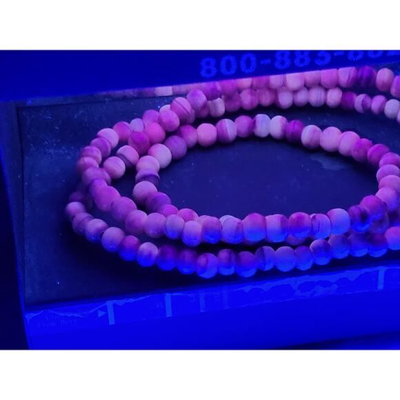 Long Purple Banded Agate  Beaded Necklace 8.5mm Polished Gemstone Strand - Picture 10 of 12